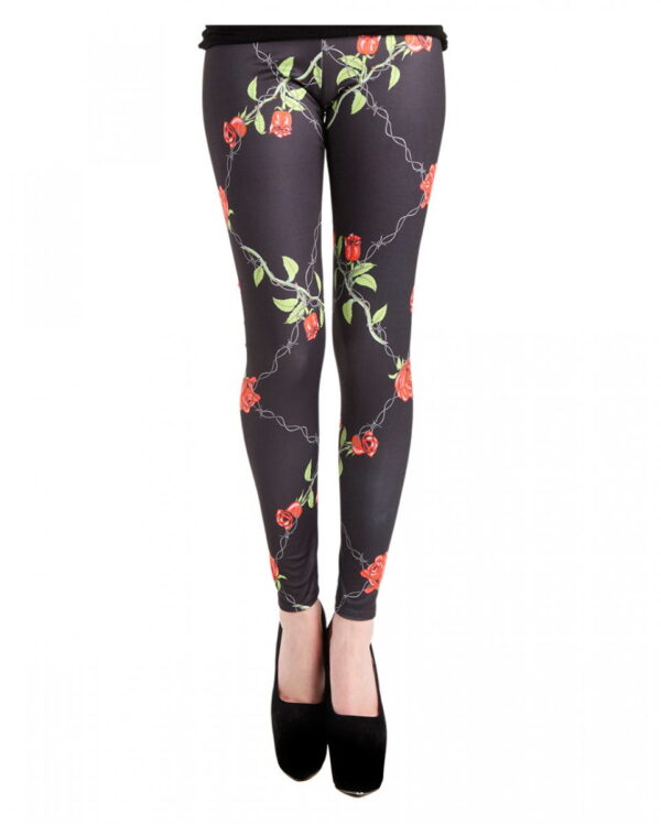 Leggings mit Rosen und Stacheldraht S/M