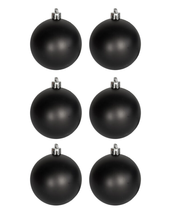 Matt Schwarze Weihnachtskugeln Ø 6cm - 6 Stück