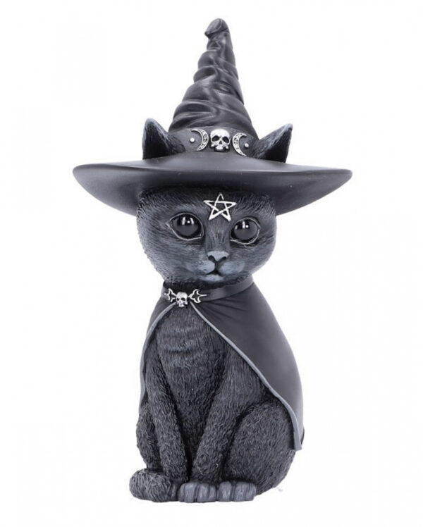 Okkulte Katzenfigur mit Hexenhut 30cm