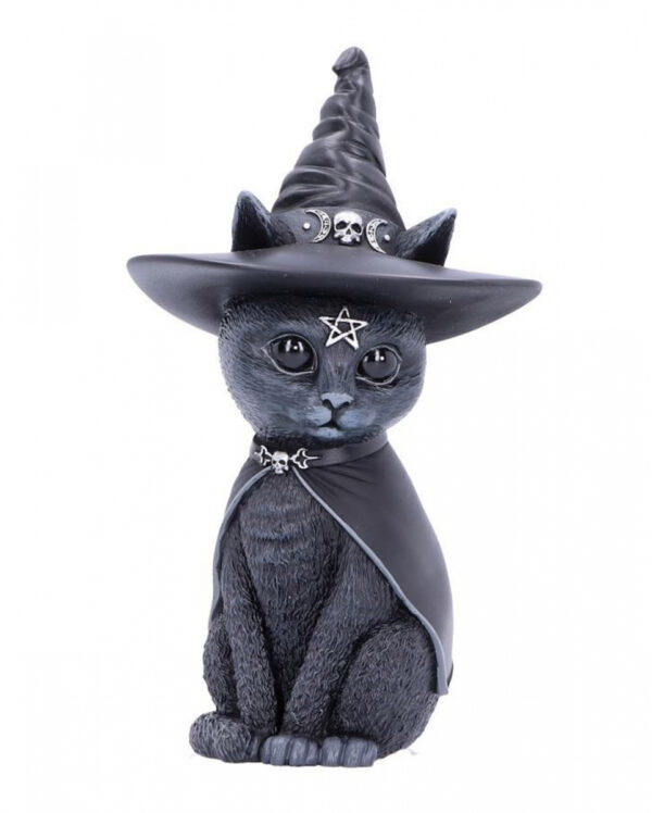 Okkulte Katzenfigur mit Hexenhut