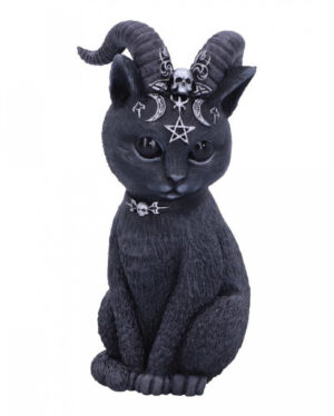 Okkulte Katzenfigur mit Ziegenhörner