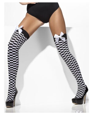 Overknees kariert mit Schleife