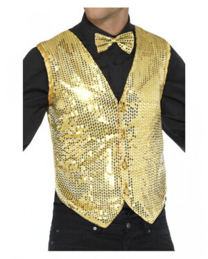 Pailletten Weste für Herren gold XL