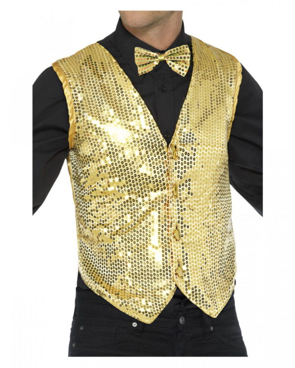Pailletten Weste für Herren gold XL