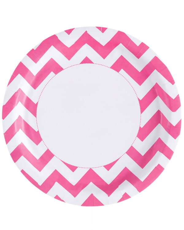Pinke Zick-Zack Pappteller 8 St.