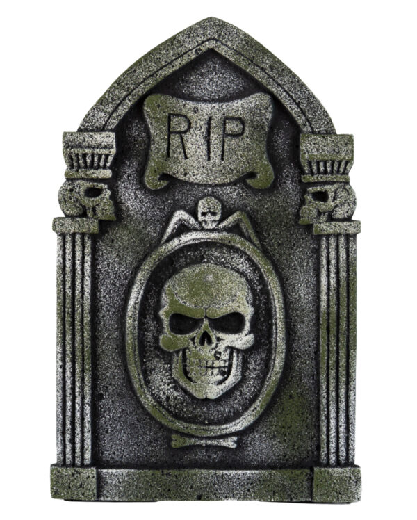 R.I.P. Grabstein mit Totenköpfe & Säulen 53cm