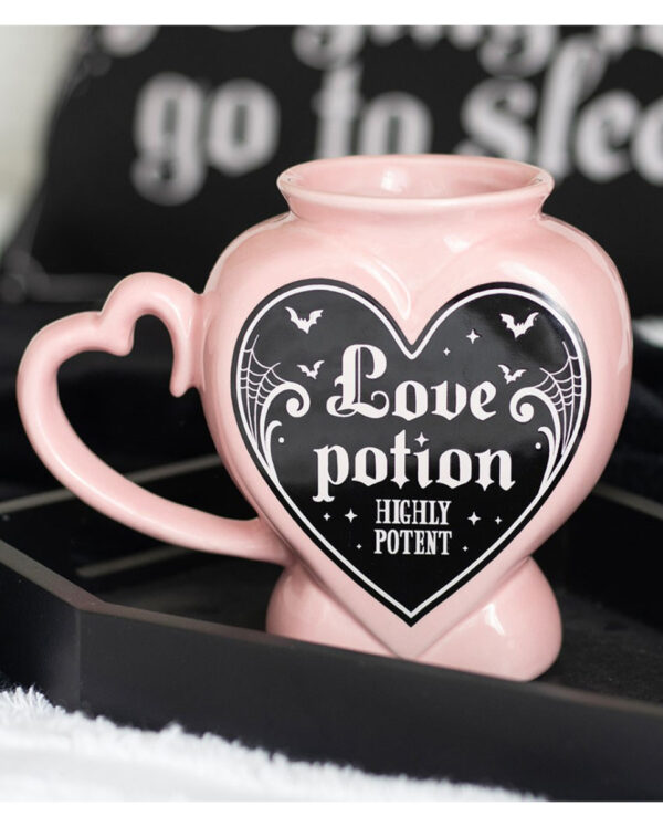 Rosa "Love Potion" Kaffeebecher in Herzform