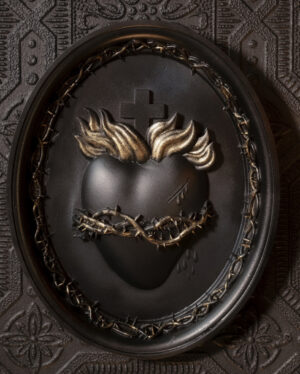Sacred Heart Gothic Wandbild mit Dornenkranz 20cm