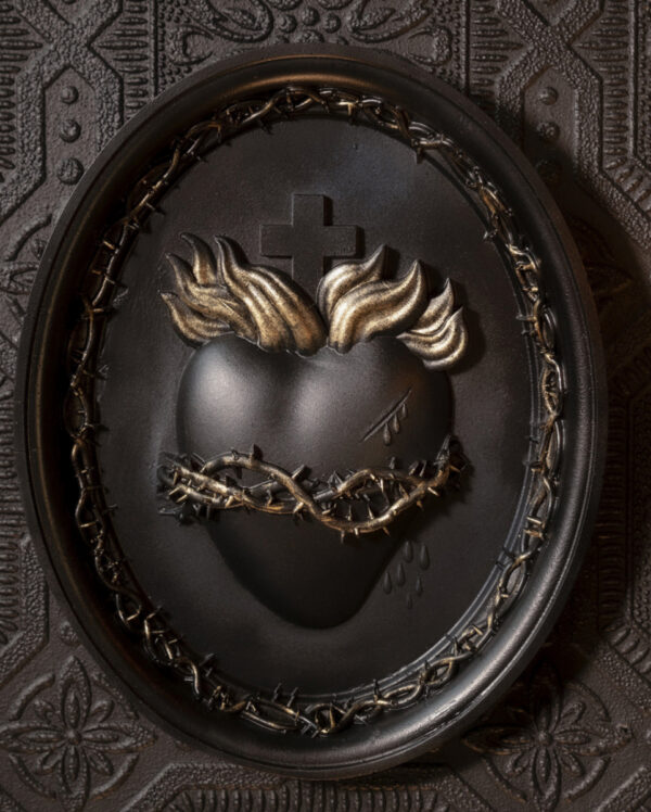 Sacred Heart Gothic Wandbild mit Dornenkranz 20cm