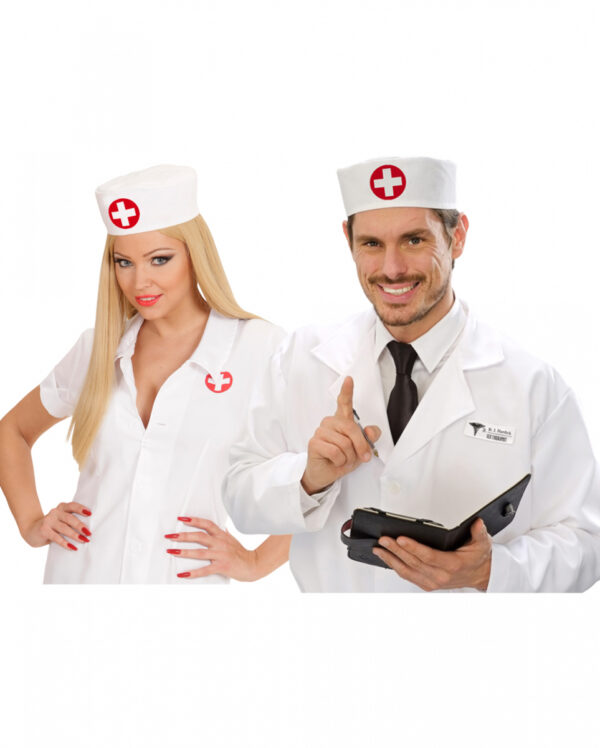 Sanitäter Arztkappe Weiß-Rot