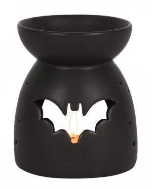 Schwarze Duftlampe mit Fledermaus Motiv