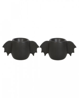 Schwarze Eierbecher mit Fledermaus Flügeln 2 St.