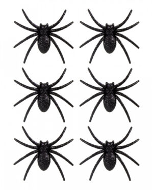 Schwarze Glitter Spinnen 6 St.