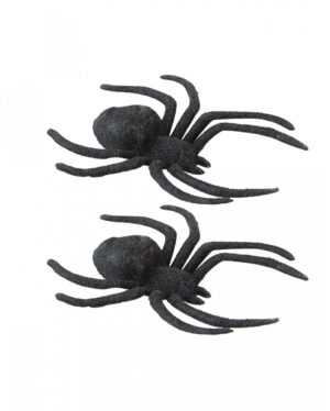 Schwarze Glitzer Spinnen 2er Set 14cm