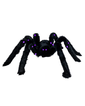 Schwarze Haarige Spinne mit LED Beleuchtung 65cm