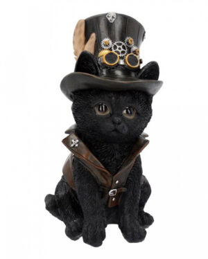 Schwarze Katze mit Steampunk Zylinder 18