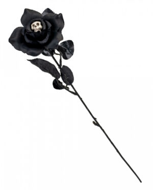 Schwarze Rose mit Totenkopf in der Blüte 42cm