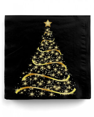 Schwarze Servietten "Shining Tree" 20 St.