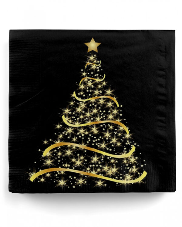 Schwarze Servietten "Shining Tree" 20 St.