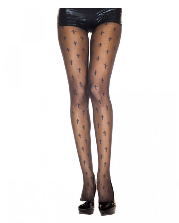 Schwarze Strumpfhose mit Kreuzen