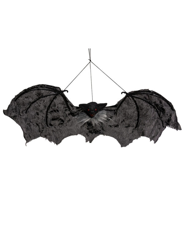 Schwarze Vampir Fledermaus mit Fetzenflügel 60cm