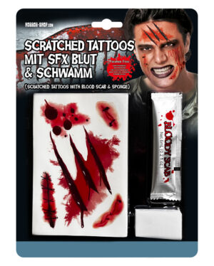 Scratched Tattoos mit SFX Blut & Schwamm