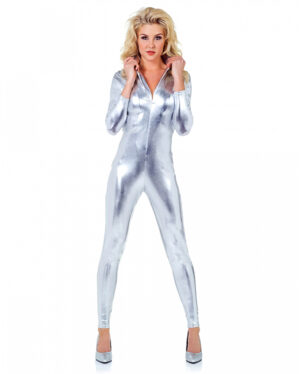 Sexy Jumpsuit Metallic Silber XL