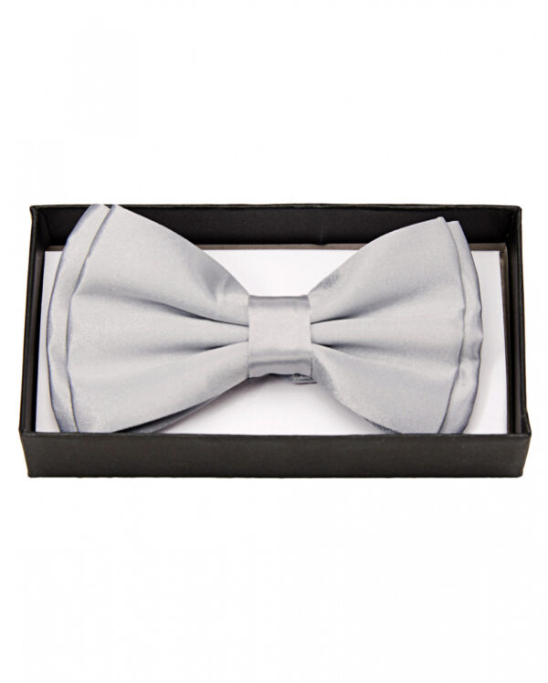 Silberne Satin Fliege Deluxe