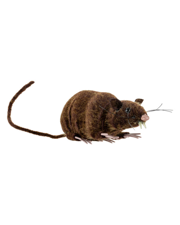 Sitzende Ratte mit Kunstfell 14cm