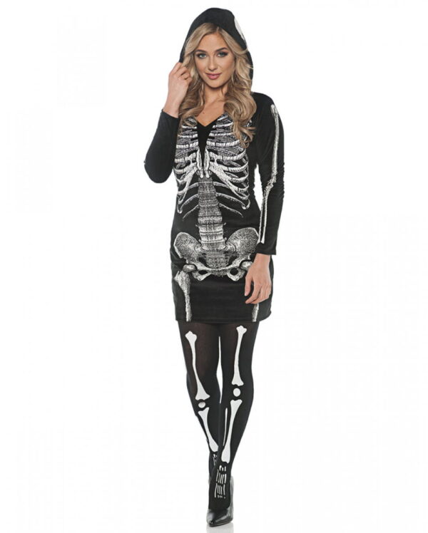 Skelett Kapuzenkleid S