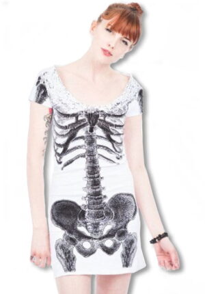 Skelett Shirtkleid weiß XL / 42