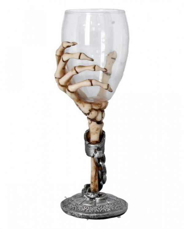 Skeletthand mit Trinkglas 21cm