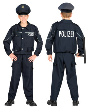 Streifenpolizist Kostüm für Kinder Blau M / 8-10 Jahre