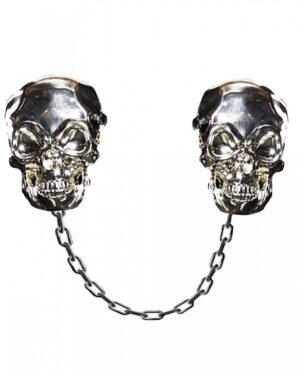 Totenkopf Broschen mit Kette als Umhang-Verschluss