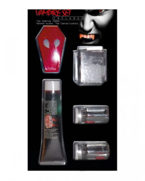 Vampir-Kit mit Zähnen/Blut/Linsen