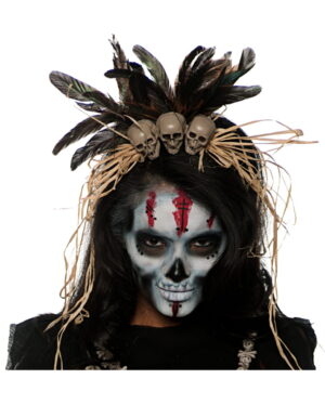 Voodoo Kopfschmuck mit Totenköpfen