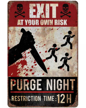 Warnschild Purge Night 24x36 cm