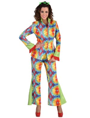 Anzug 70er 2-tlg. Damen bunt 2XL Farbe: bunt
