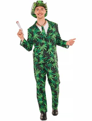 Anzug Cannabis 2-tlg. Herren grün/schwarz M/L