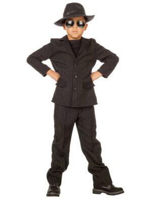 Anzug Gangster Junge 2-tlg. Jungen schwarz/weiß 104