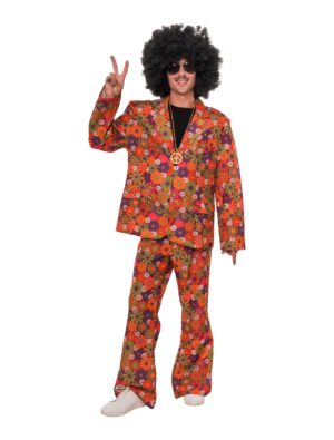 Anzug Hippie 2-tlg. Blumen Herren bunt M/L Farbe: bunt
