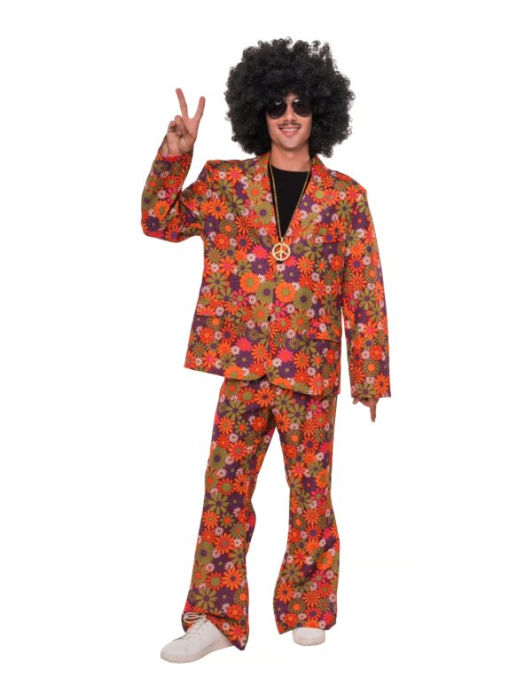 Anzug Hippie 2-tlg. Blumen Herren bunt M/L Farbe: bunt