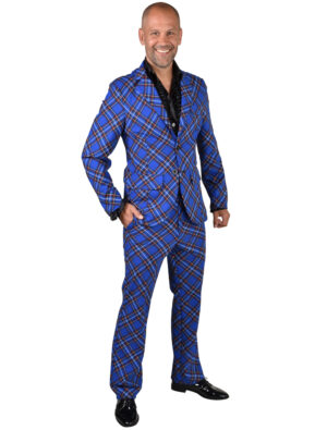 Anzug Karo 2-tlg. Herren blau 2XL
