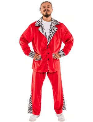 Anzug Zebra Animal print Herren rot 2XL/3XL