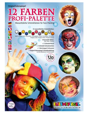 Aqua Profi-Schminkpalette 12er Schminke für Karneval & Fasching