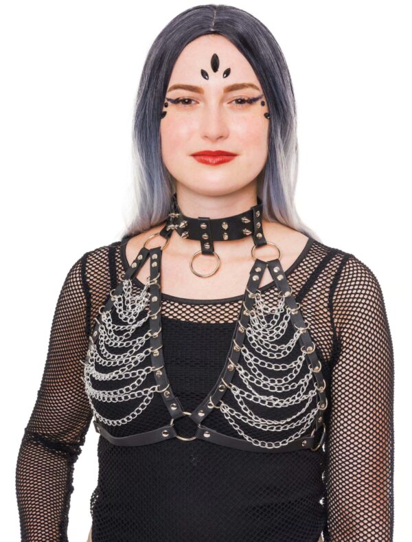 BH Punker mit Ketten Farbe: schwarz/silber