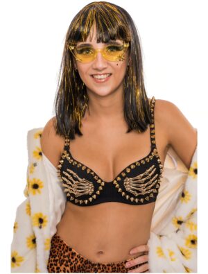BH mit Skeletthänden Damen schwarz/gold S-M