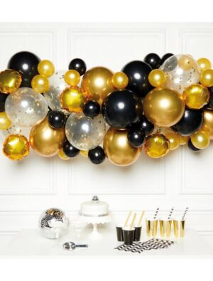 Ballongirlande 4m schwarz/gold