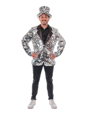 Blazer mit Spiegelmosaik Herren silber S