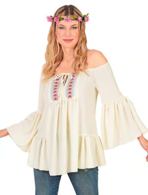 Bluse Bauernmagd Damen beige L/XL